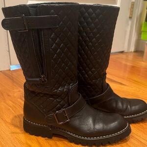 CHANEL Black Quilted Leather Boots